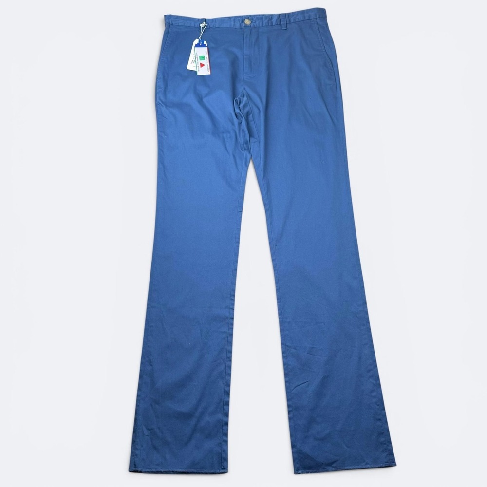 Southern Tide Pants Mens 36 Blue Channel Markers Stretch Chino Nautical Unhemmed